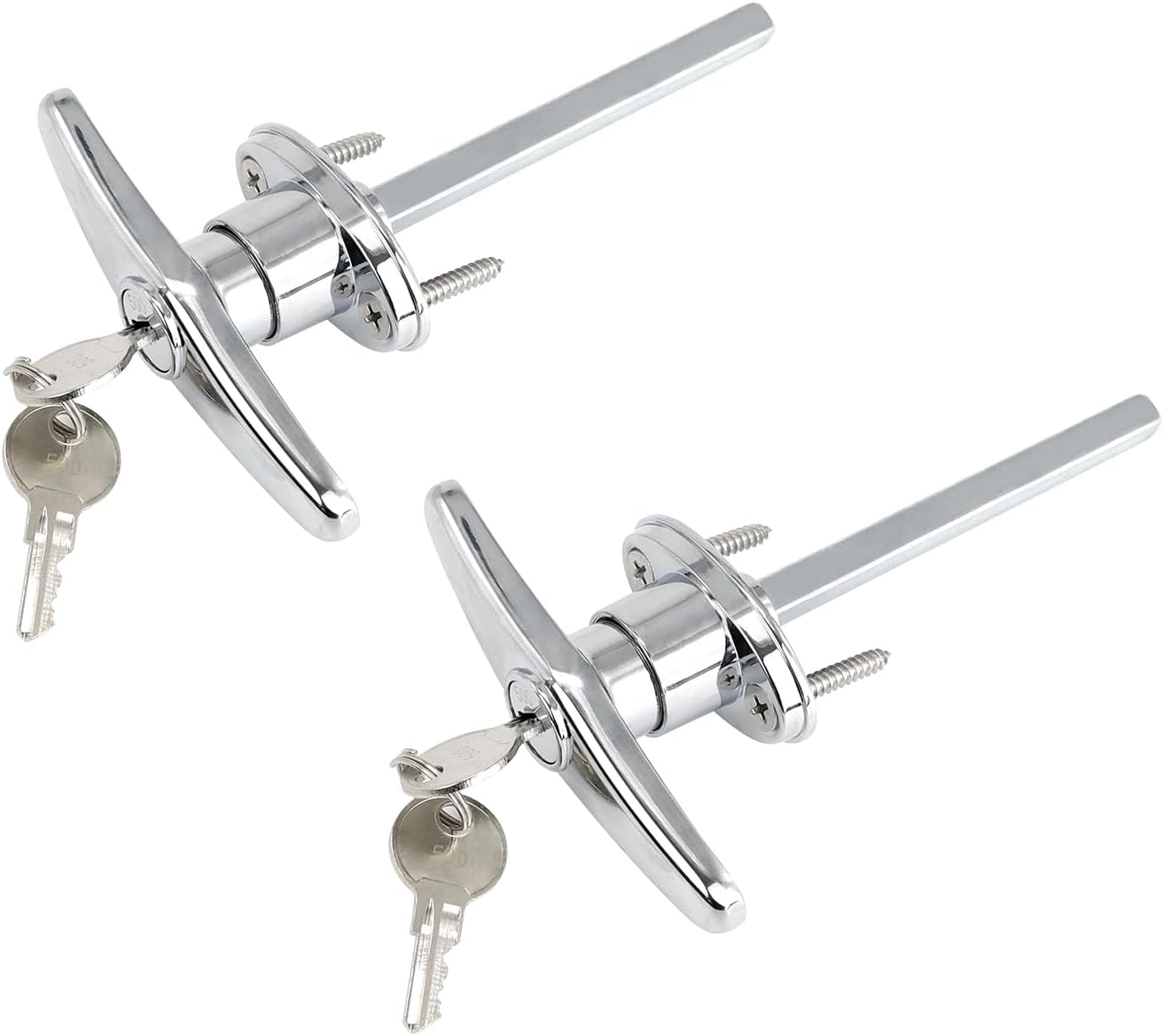 Universal Garage Door T-Handle Replacement Lock 2 Pack with 2 Keys