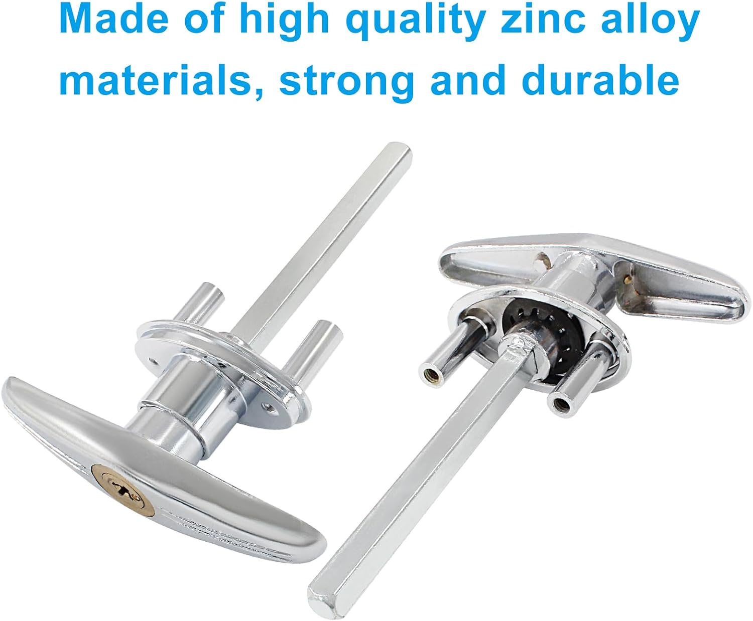 2 Pack Garage Door T-Handle Lock with 8 Keys Silver 1