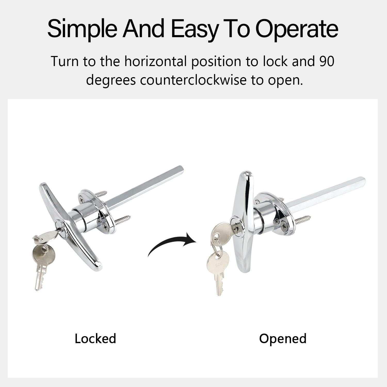 Universal Garage Door T-Handle Replacement Lock 2 Pack with 2 Keys