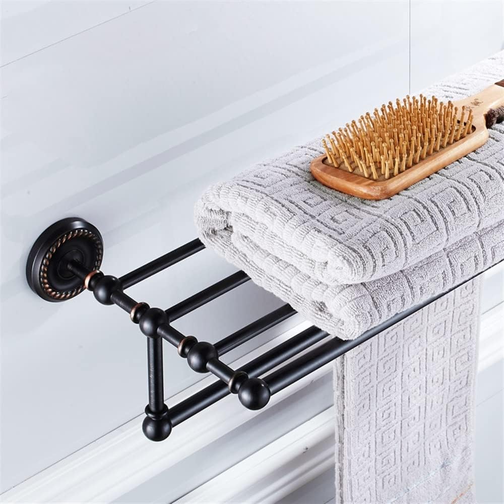 ANNBKA Black Brass Towel Rack Wall Mount