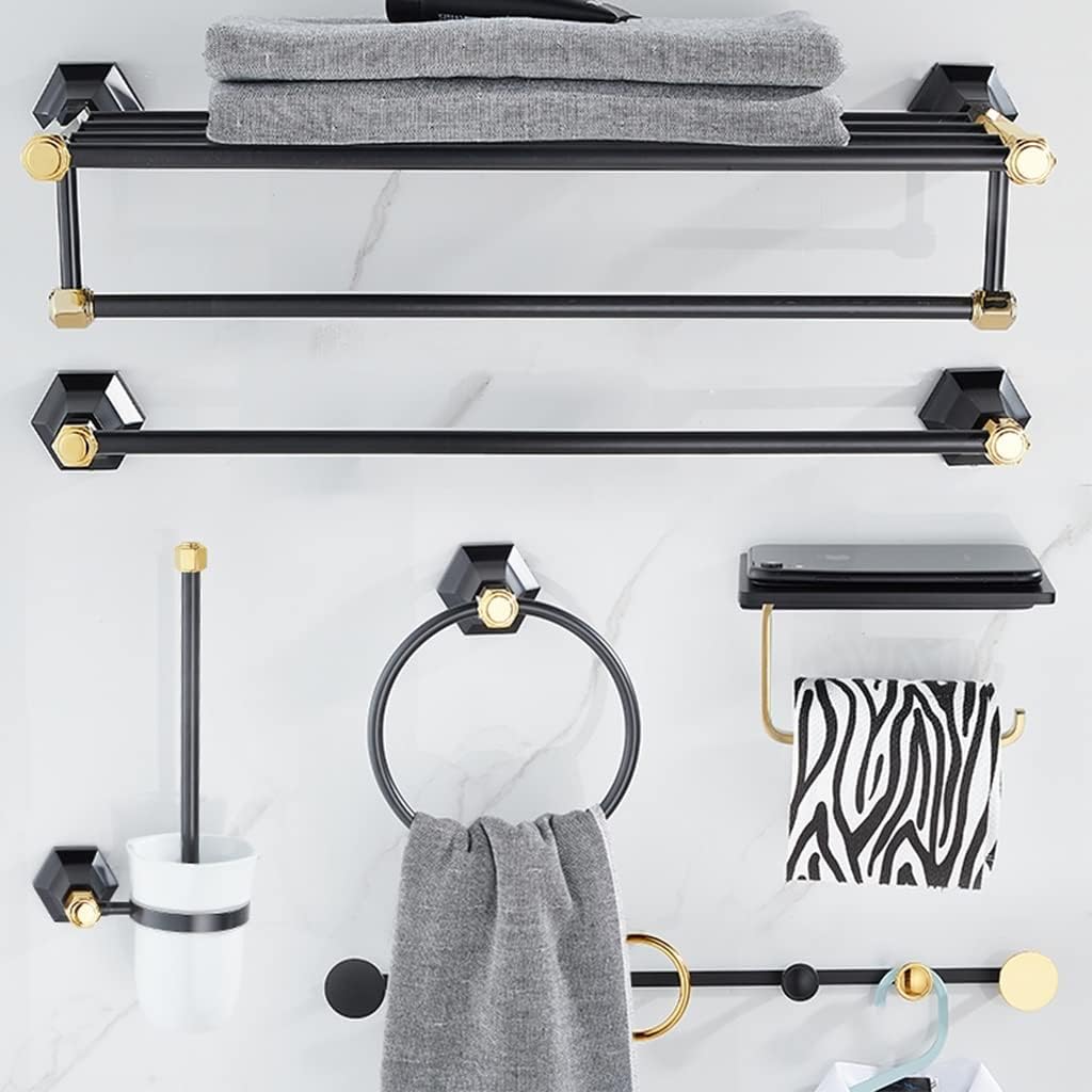 ANNBKA Luxury Black Gold Bathroom Towel Rack Set