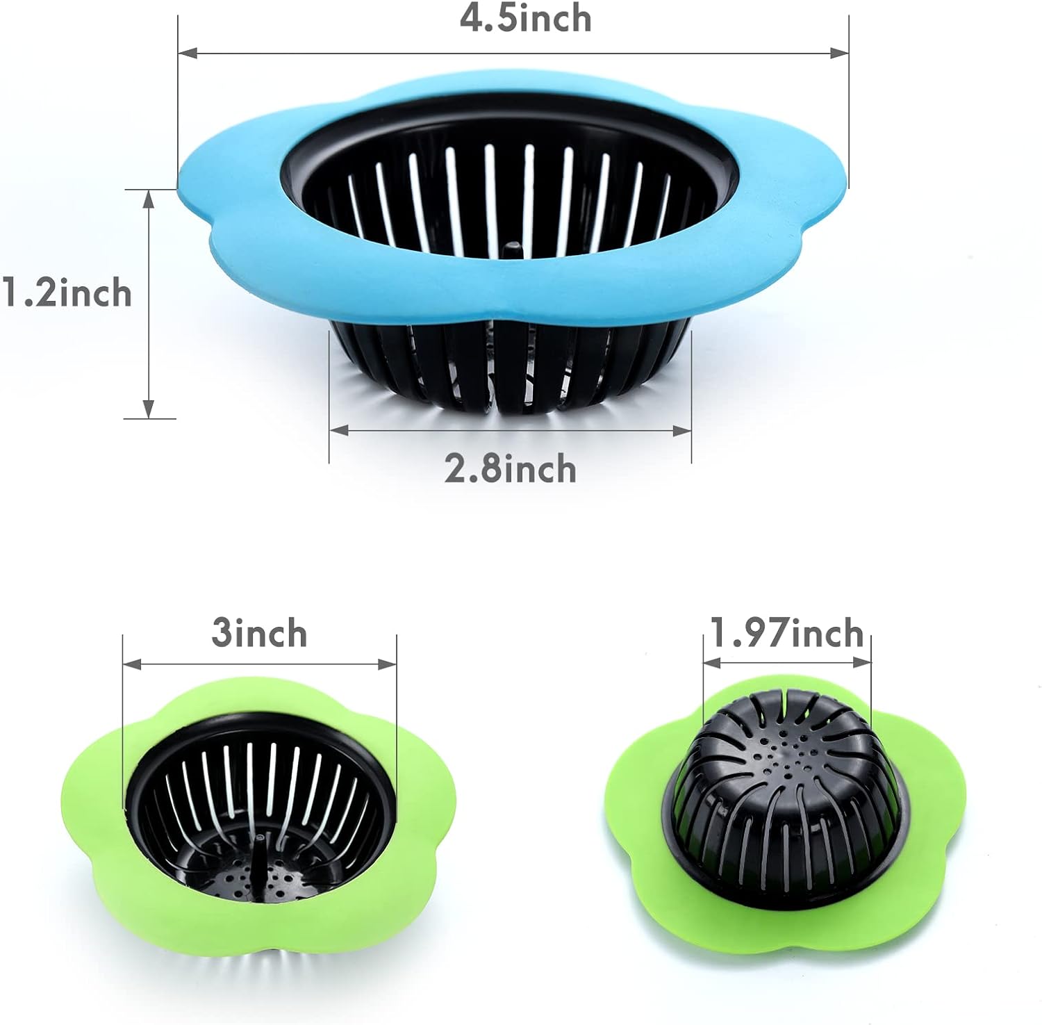 2 Pcs Kitchen Sink Strainer with Stain Resistant Design