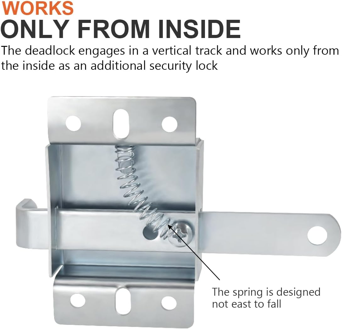 Garage Door Side Lock Inside Deadlock 2-Pack