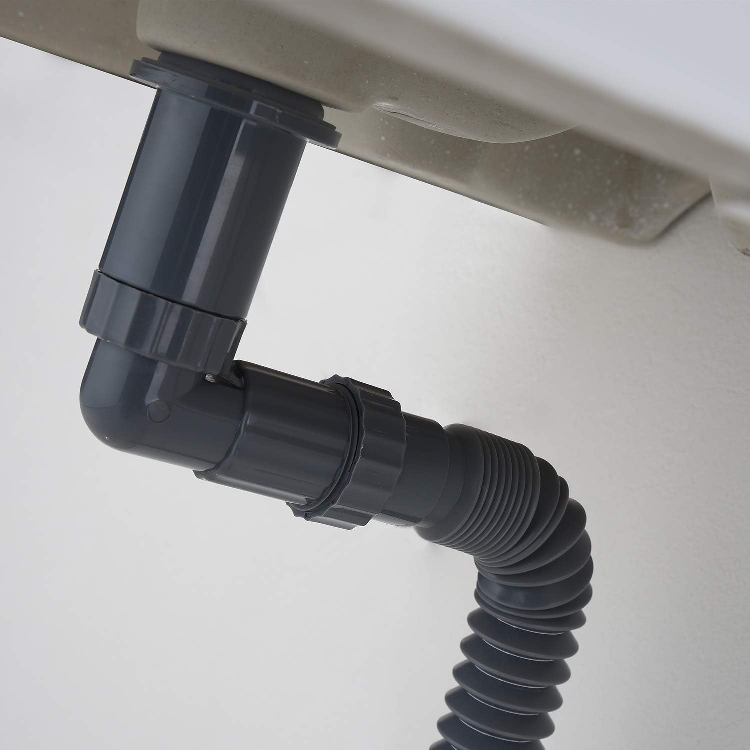 GORDEE P Trap Sink Stopper Right Angle Drain Kit Adjustable 1-14 Black
