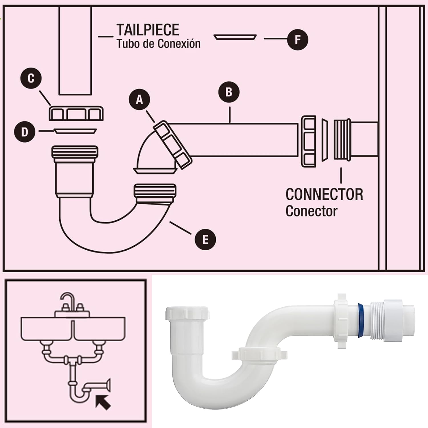 Yariwiz White P Trap 1 12 Inch Drain Kit