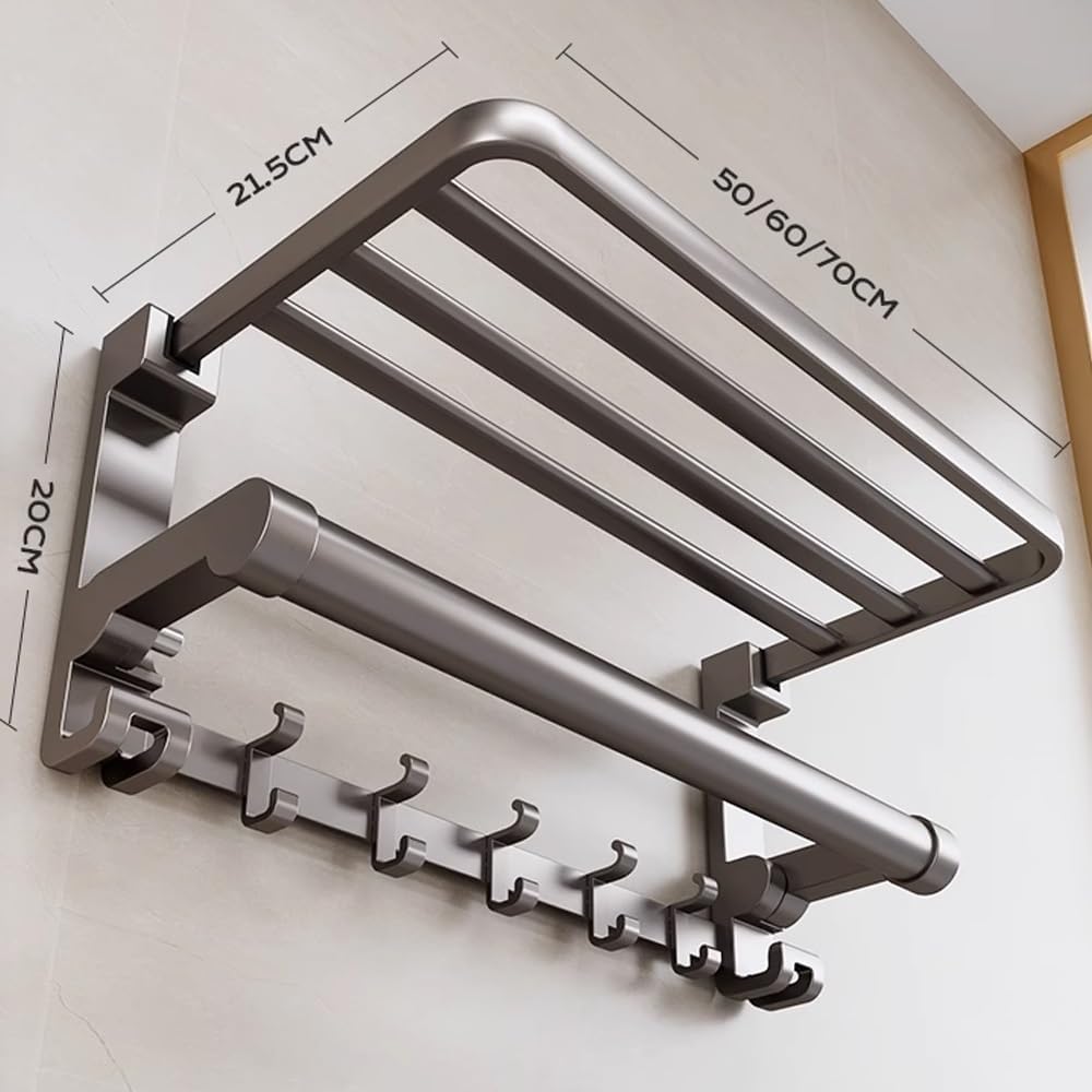 ANNBKA Foldable Towel Bar Black 50cm Wall Mounted
