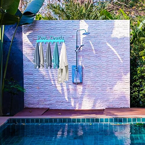 Pool Towel Rack with 8 Hooks for Bathroom and Outdoor Use