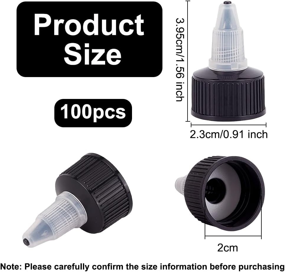 OLYCRAFT 100pcs Black Squeeze Bottle Cap Replacement