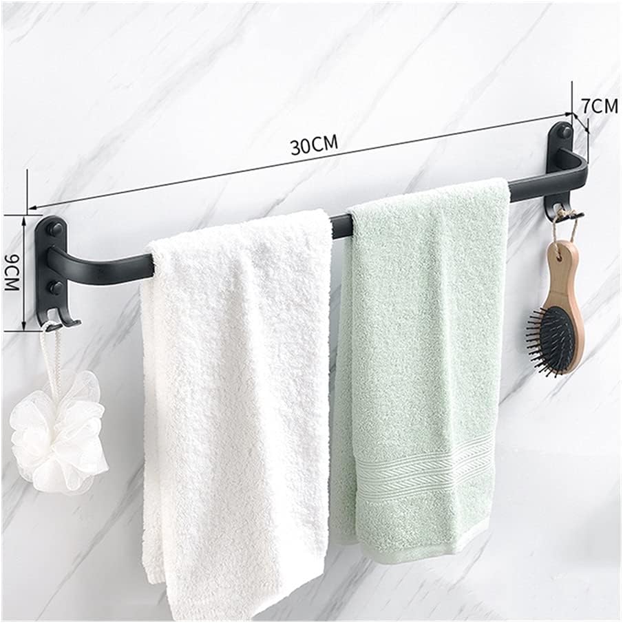 BOCbco Space Aluminum Towel Rail 30Cm Black Matte Wall Mounted Holder