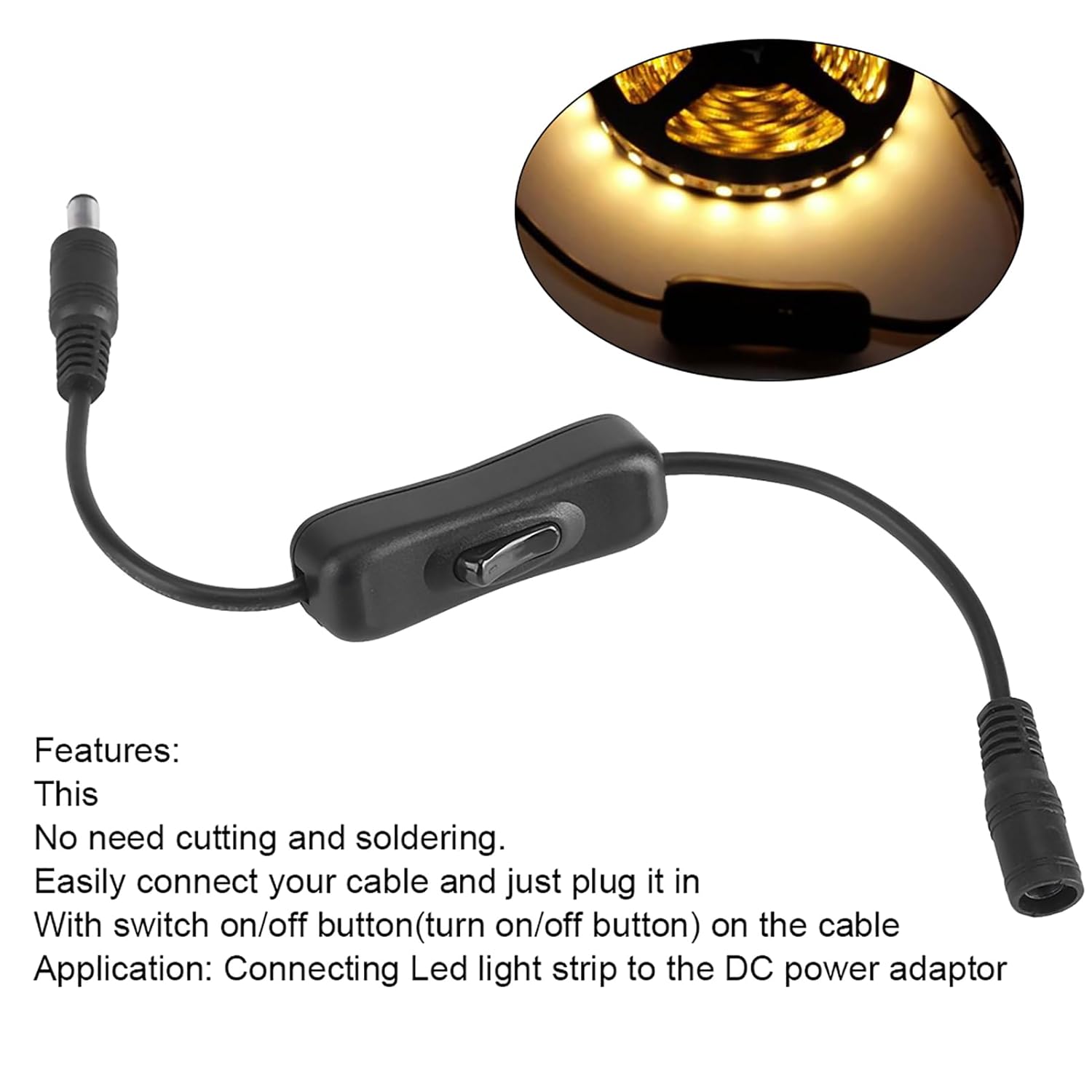 5PCS Black DC Light Bar Switch Connector