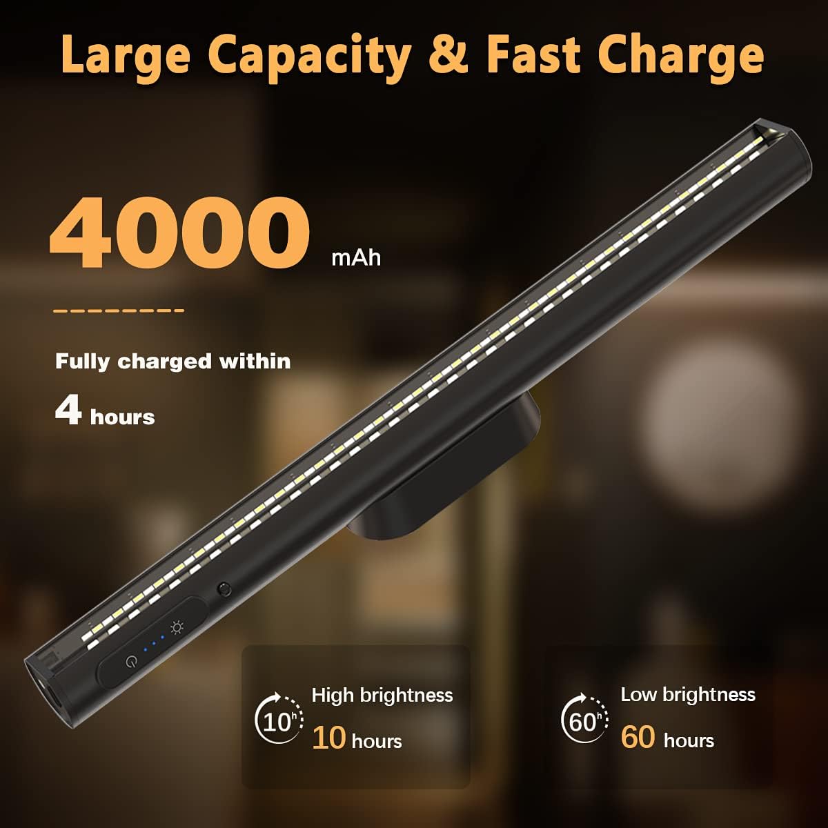Hapfish Rechargeable Magnetic LED Wall Strip Light - Dimmable Black