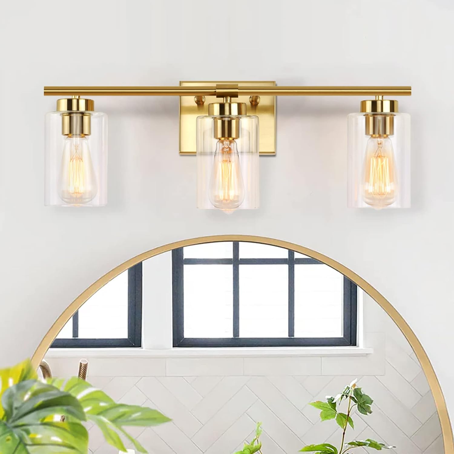 KOSTOMO 3 Light Gold Brass Vanity Light Wall Sconce 1