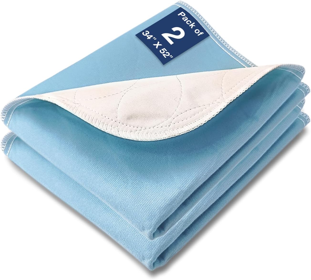 SOLOSHINE Washable Waterproof Bed Pads 34x52 2 Pack