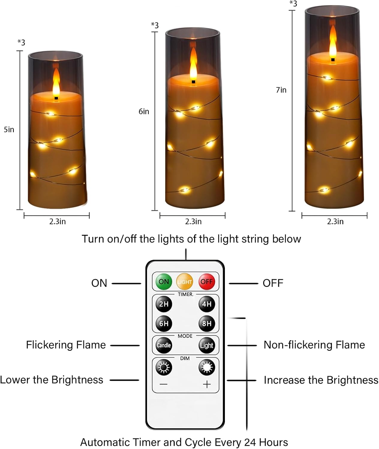 kakoya Flameless LED Candles with Timer 9pcs Grey