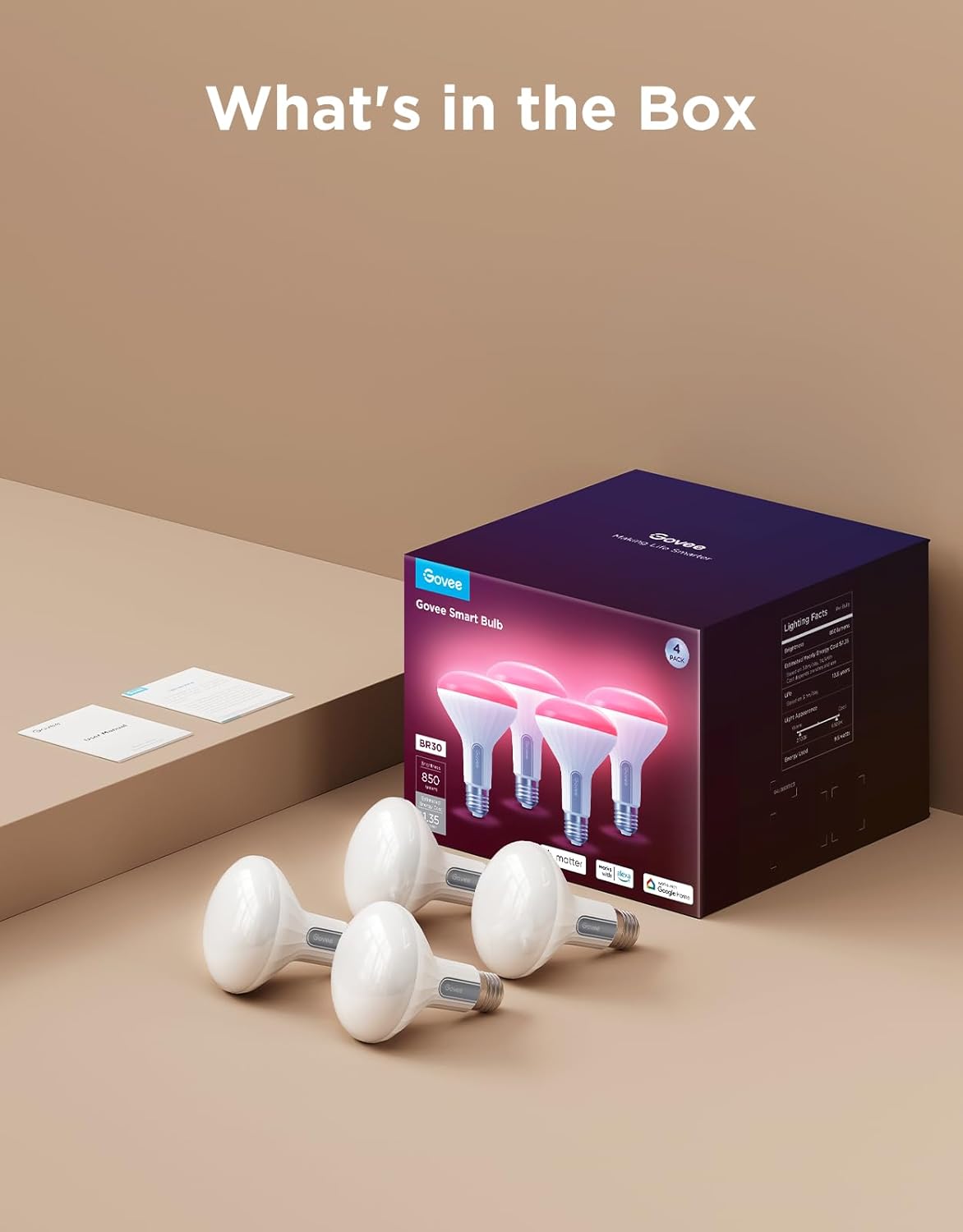 Govee BR30 Smart Bulbs 4 Pack Matter Alexa Google Assistant Compatible