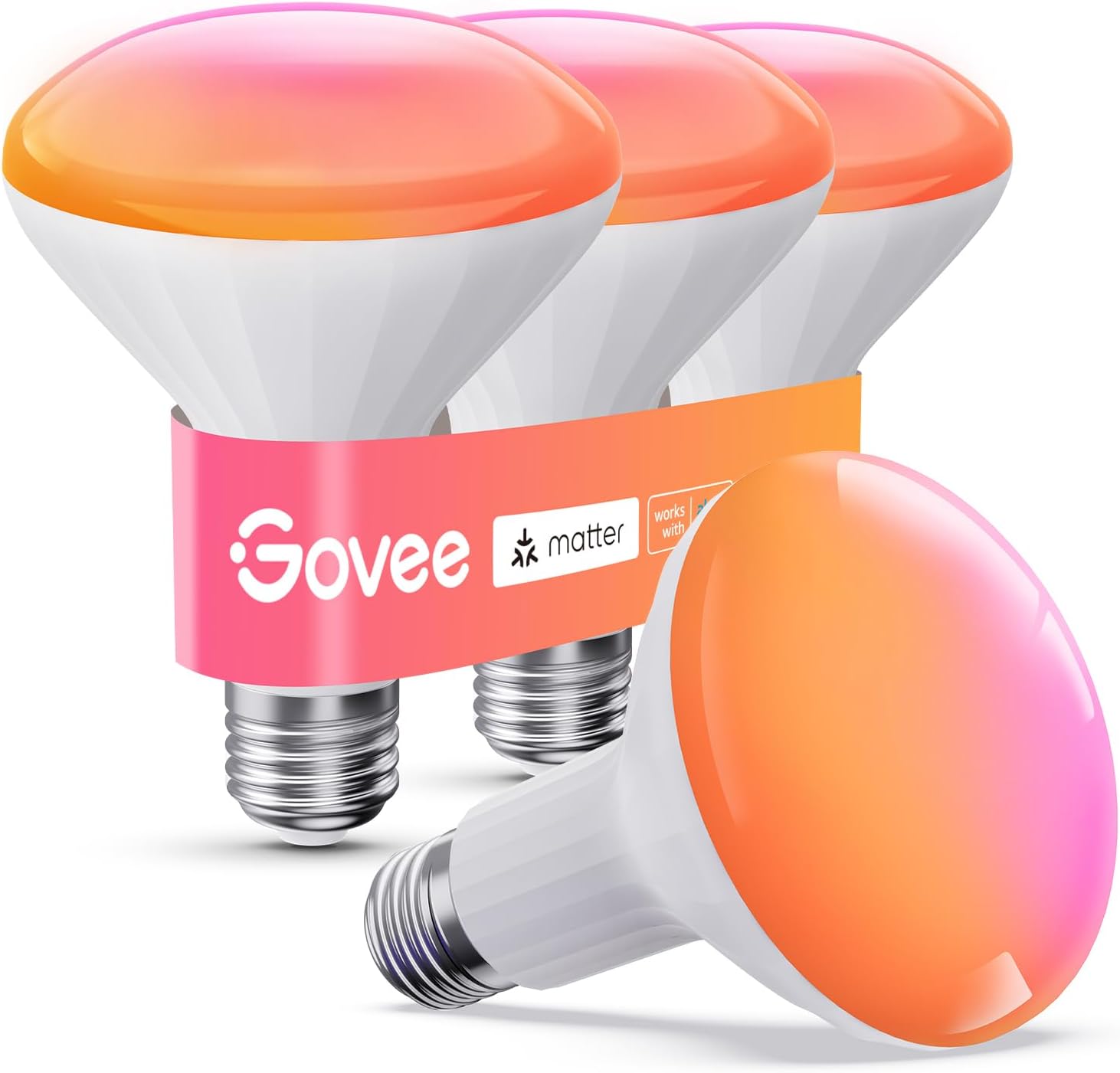Govee BR30 Smart Bulbs 4 Pack Matter Alexa Google Assistant Compatible