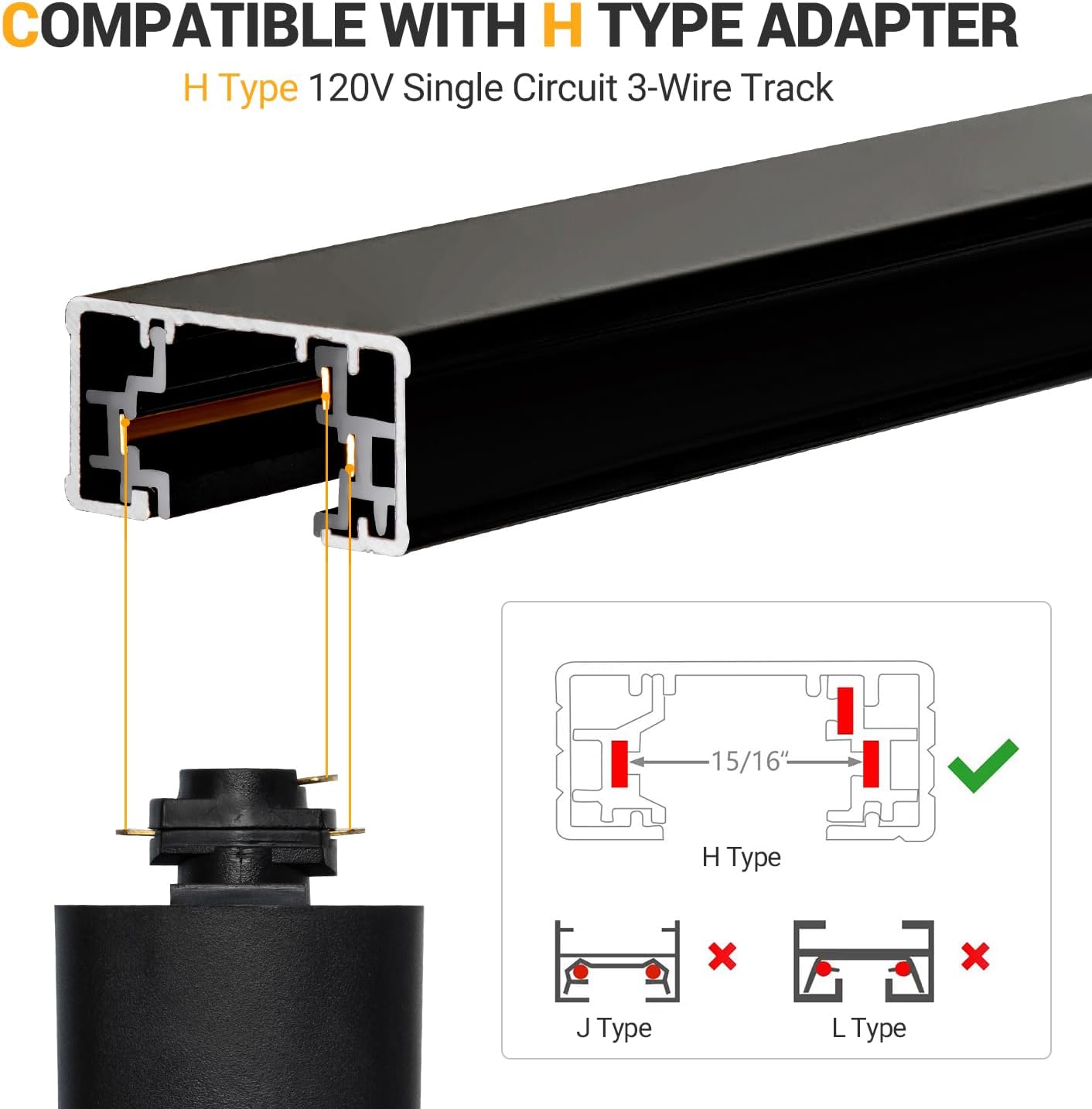 VANoopee 10FT H Track Lighting Rails Kit Black