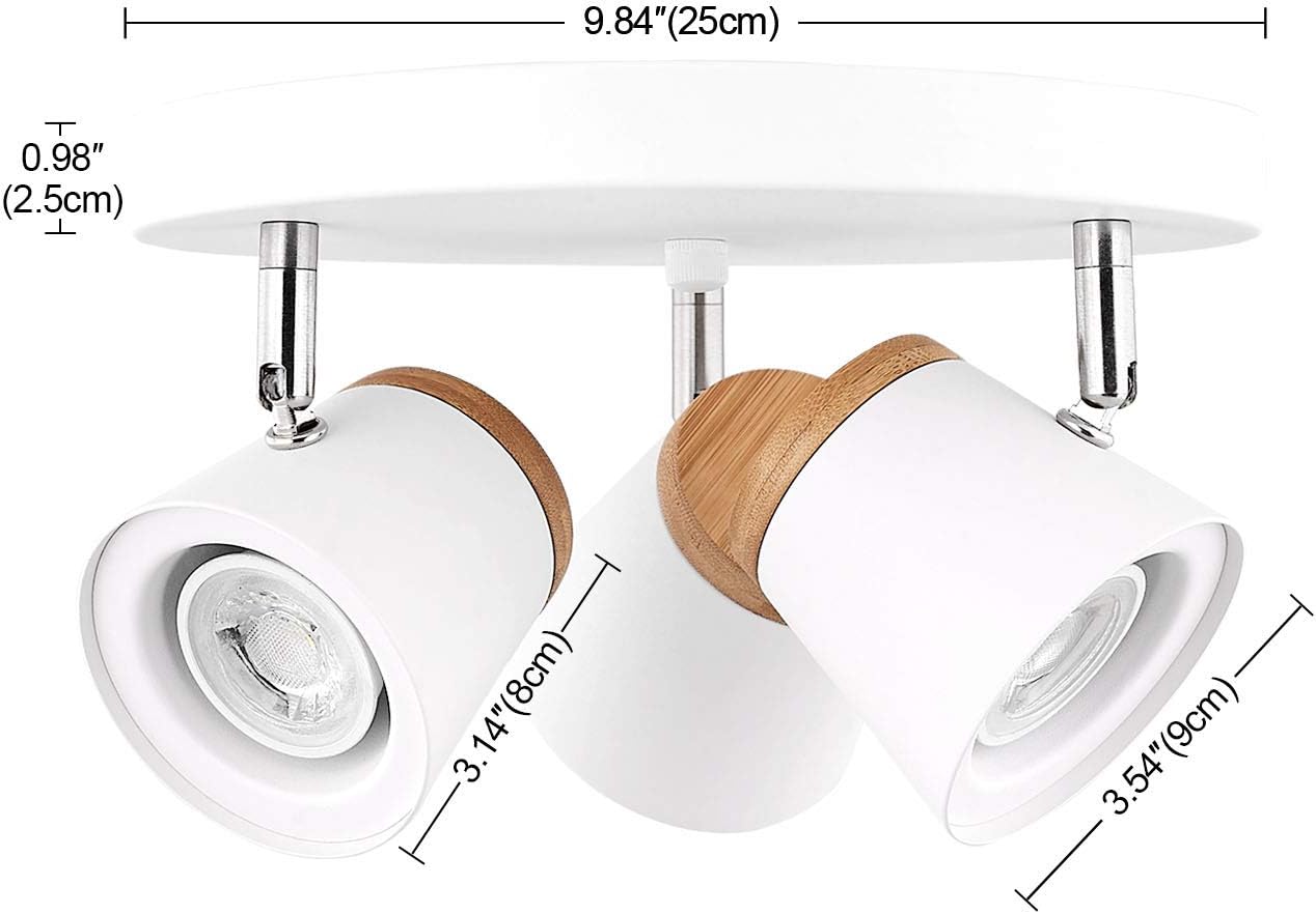 TeHenoo 3-Light Ceiling Spotlight Fixture with Bamboo Accent