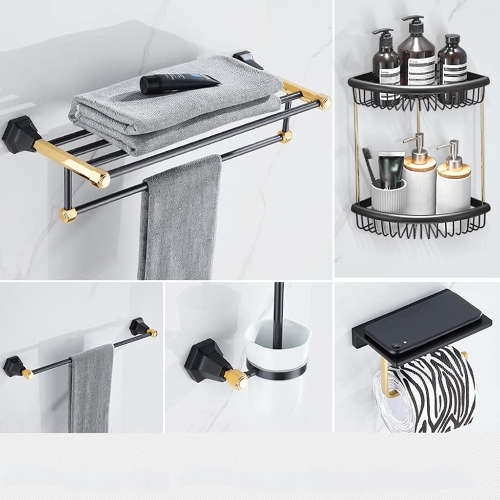 ANNBKA Luxury Black Gold Bathroom Towel Rack Set