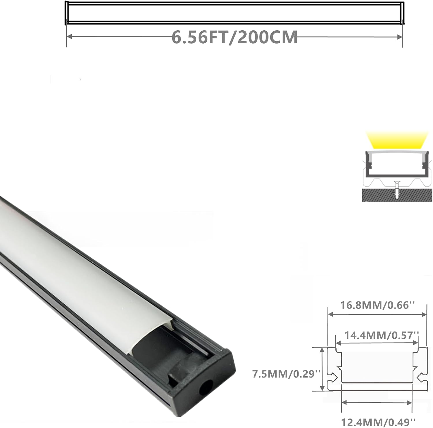 LED Strip Black U Channel Diffuser 10 Pack 656FT