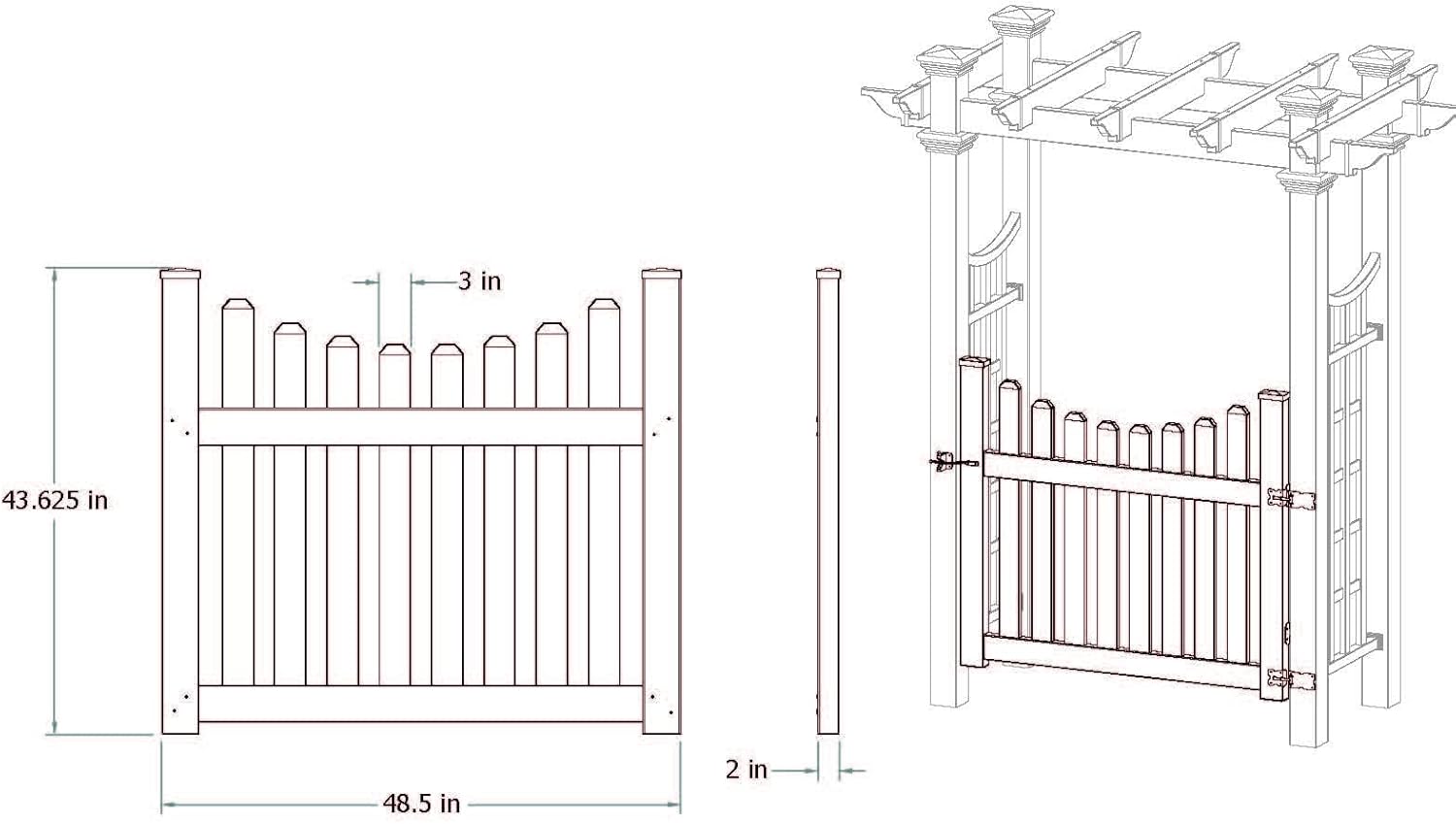 Vita 485W Vinyl Cottage Picket Gate