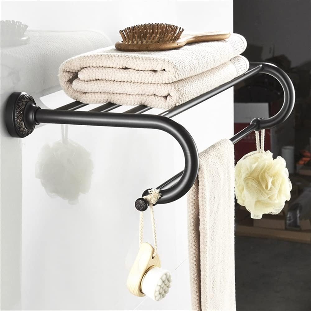 ANNBKA Towel Shelf Pendant Brass Black Antique Double Layer Towel Holder