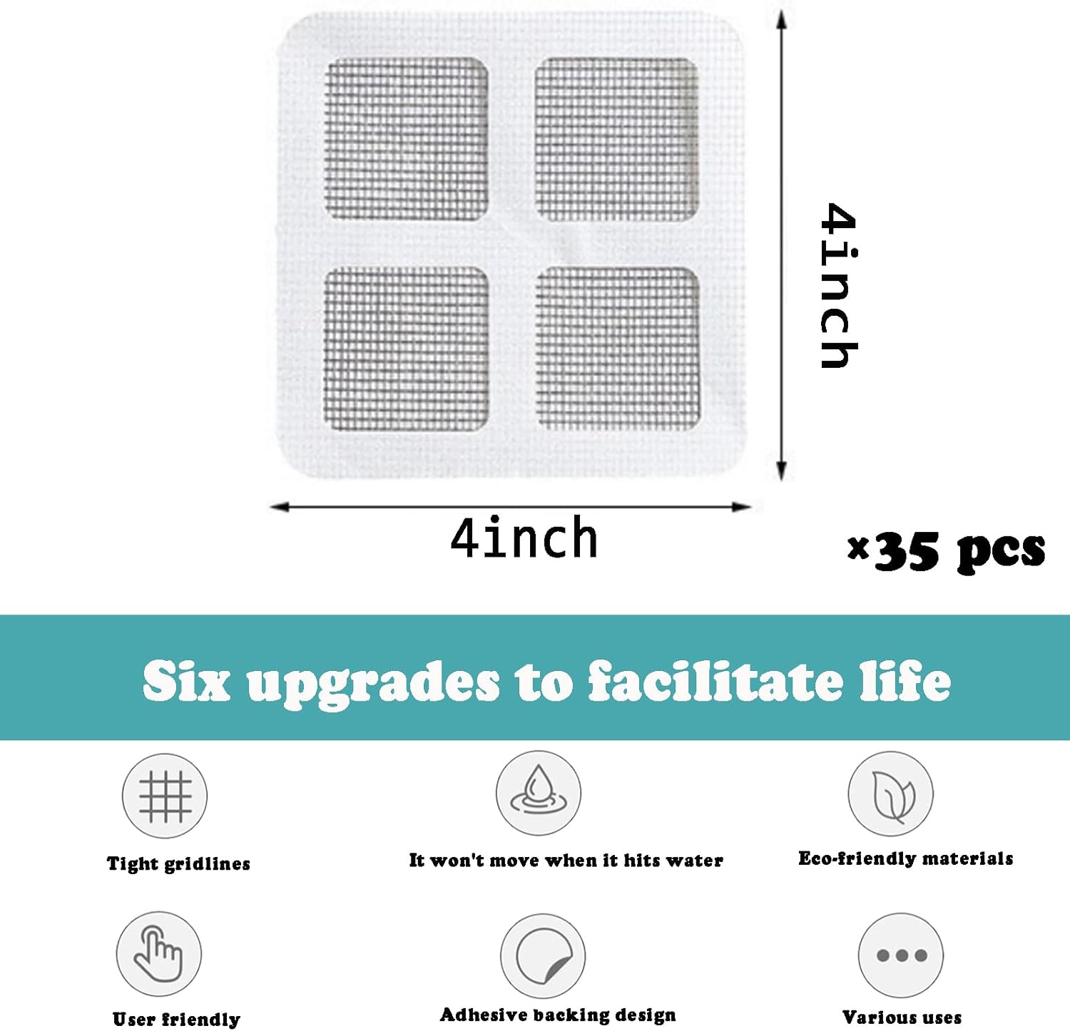 35 pcs Disposable Shower Drain Hair Catcher with Waterproof Glue