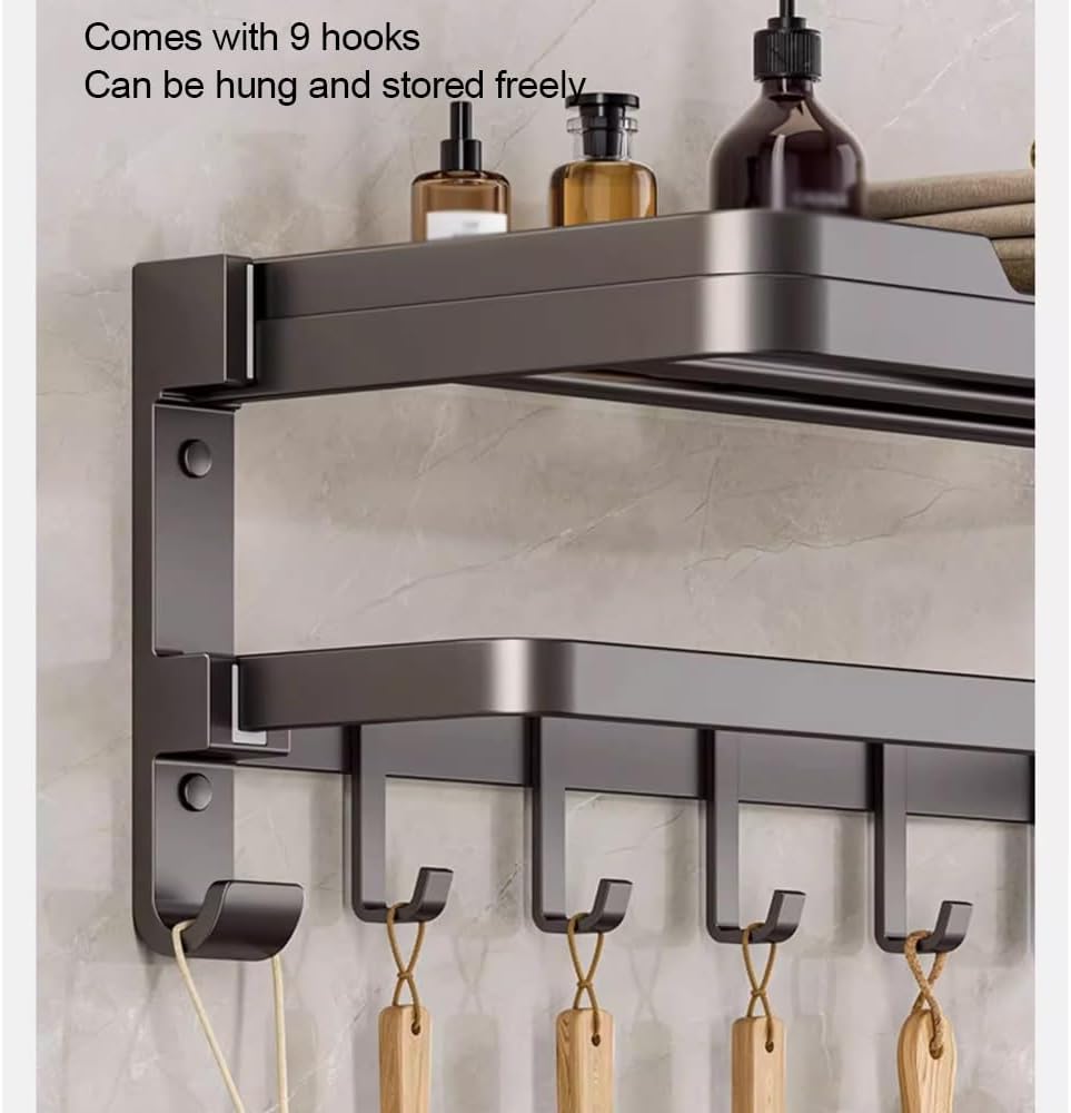 ANNBKA Gray Towel Shelf Wall-Mounted 50cm