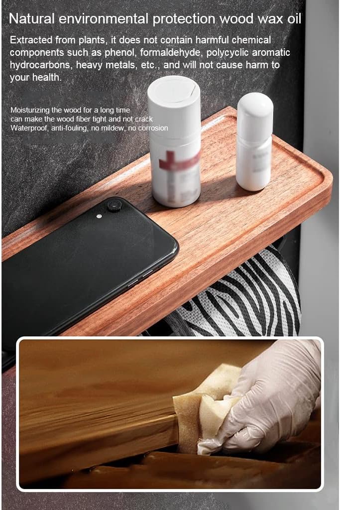 Solid Wood Towel Rack Set with Robe Hook and Toilet Paper Holder 1