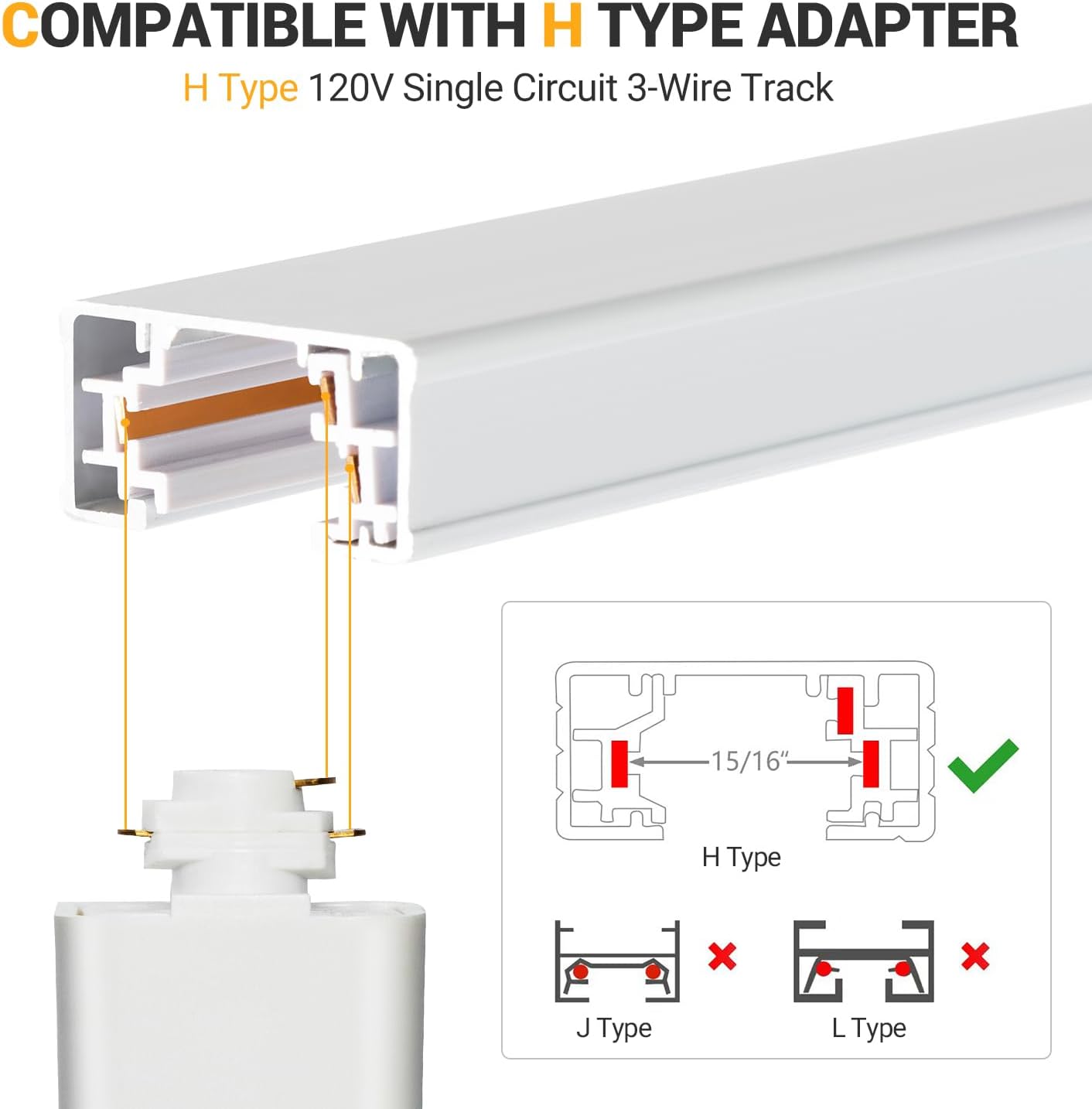 VANoopee H Track Lighting Rails Kit 13FT White 1