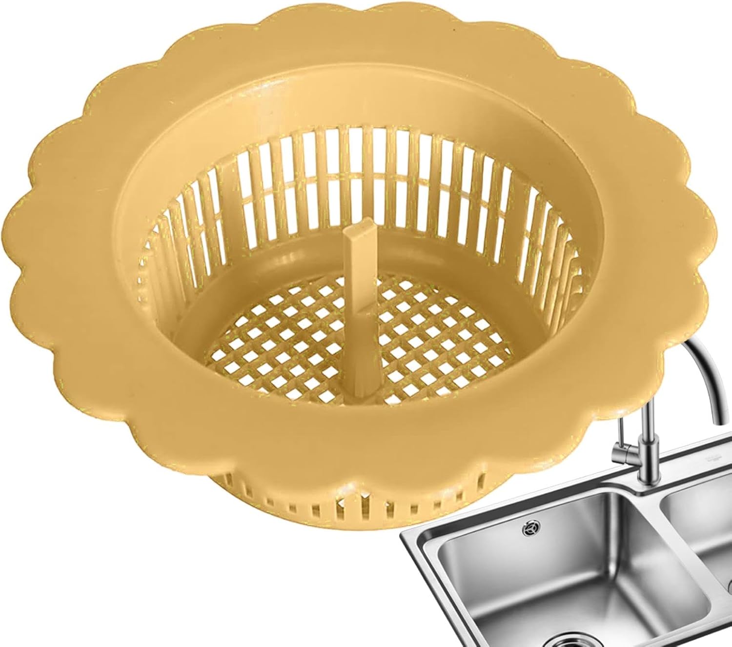 Versatile Handle Sink Strainer White and Yellow