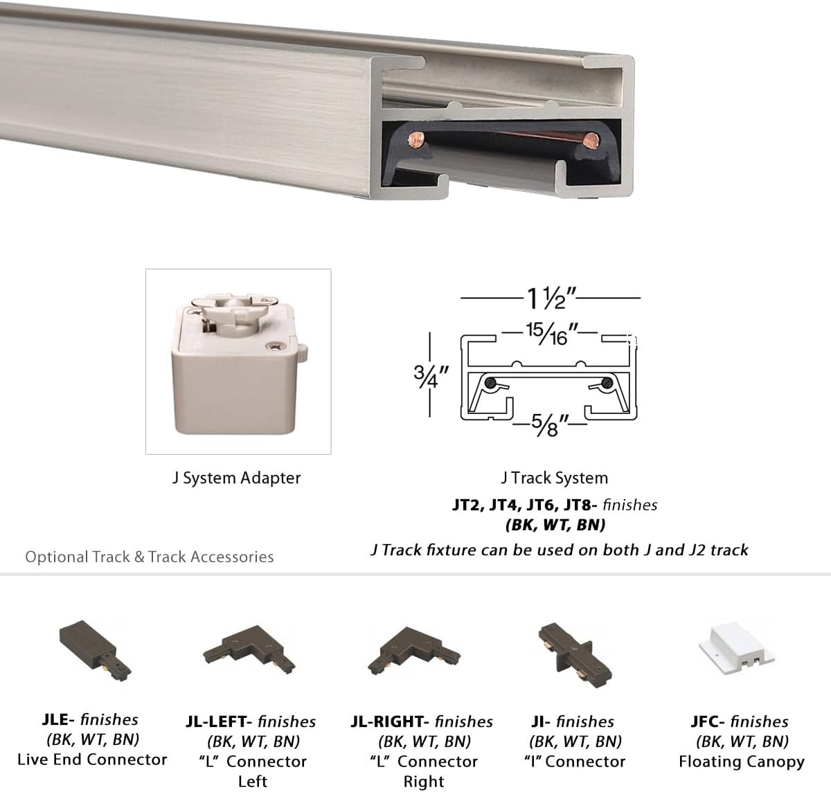 WAC Lighting JI-WT J Track I Connector White