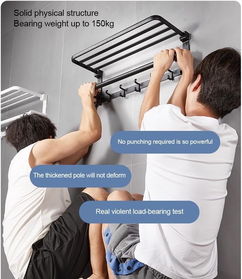 ANNBKA Foldable Towel Bar Black 50cm Wall Mounted