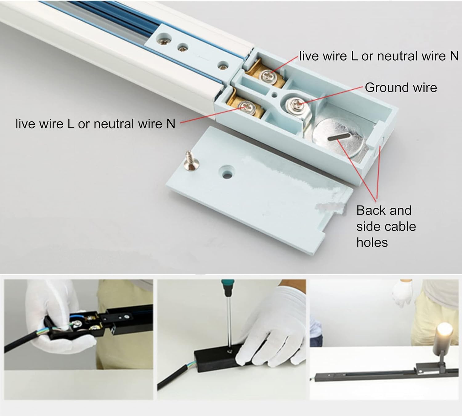 HSJZZM H Track Lighting Rail Kit 5FT 120V White