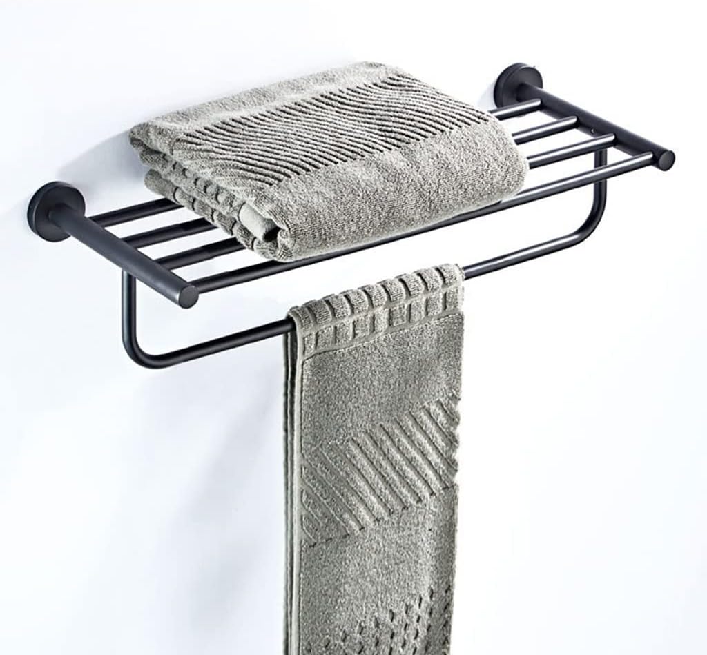 ANNBKA 50cm Black Brass Wall-Mounted Towel Rack 1