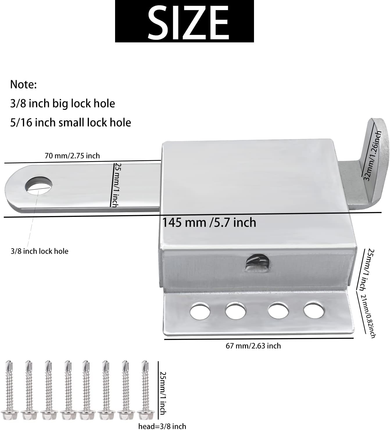 EWONICE Garage Door Side Lock with 8 Screws