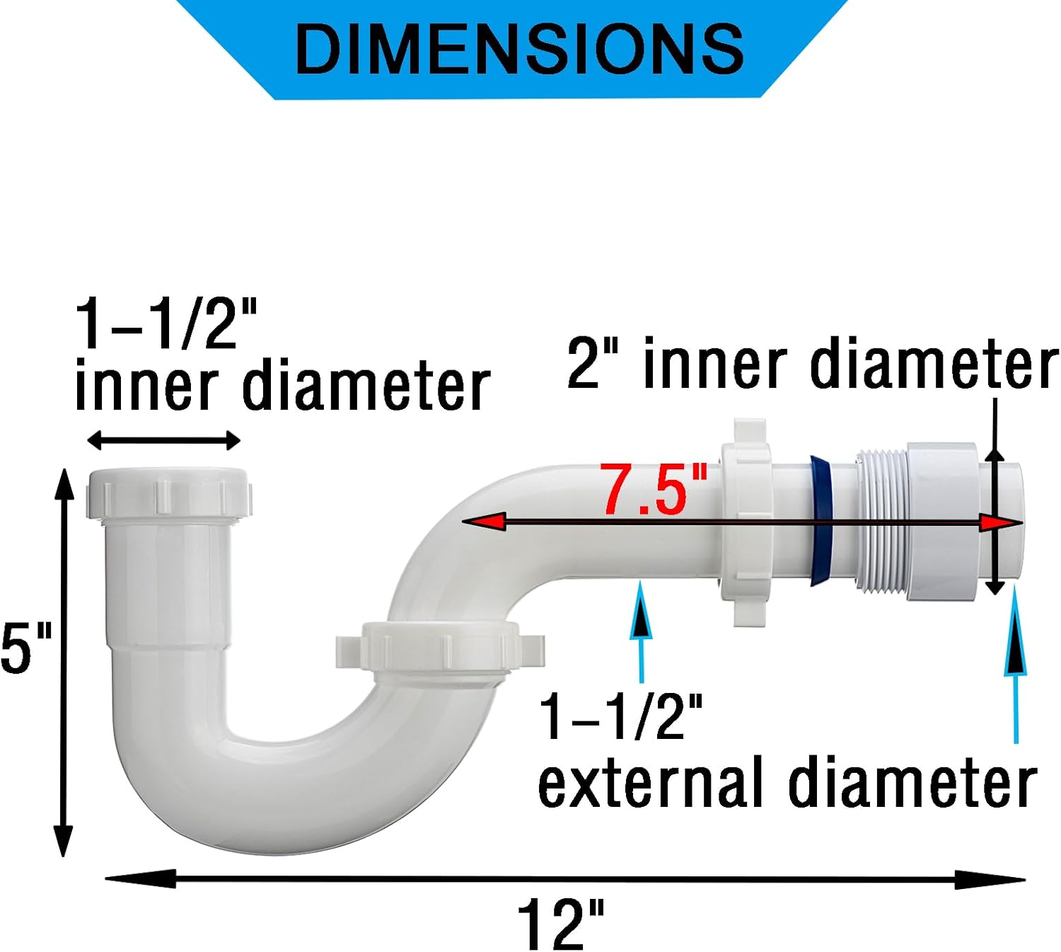 Yariwiz White P Trap 1 12 Inch Drain Kit