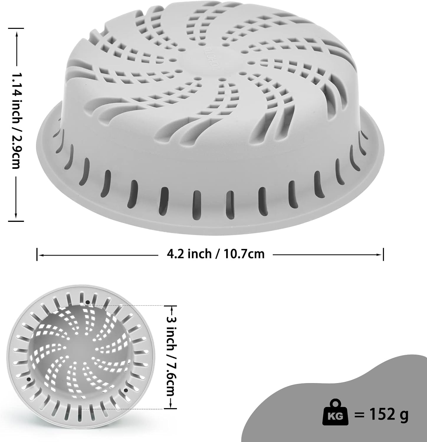 VOHCTO Silicone Drain Hair Catcher for Pop Up and Regular Drains Gray
