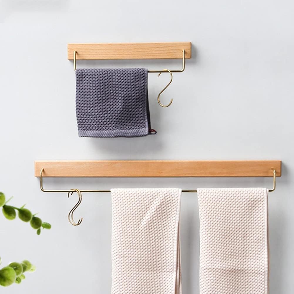 Solid Wood Towel Bar Bathroom Rack Organizer