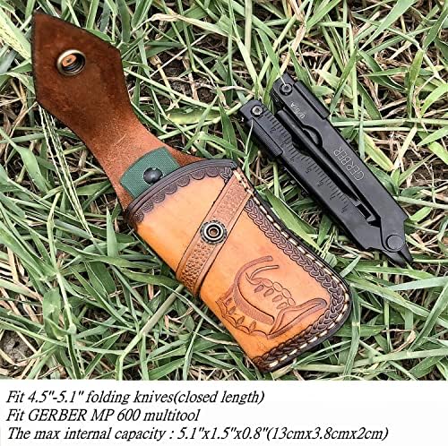 COHOMELARS Genuine Leather Knife Sheath for 45-51 Folding Knives