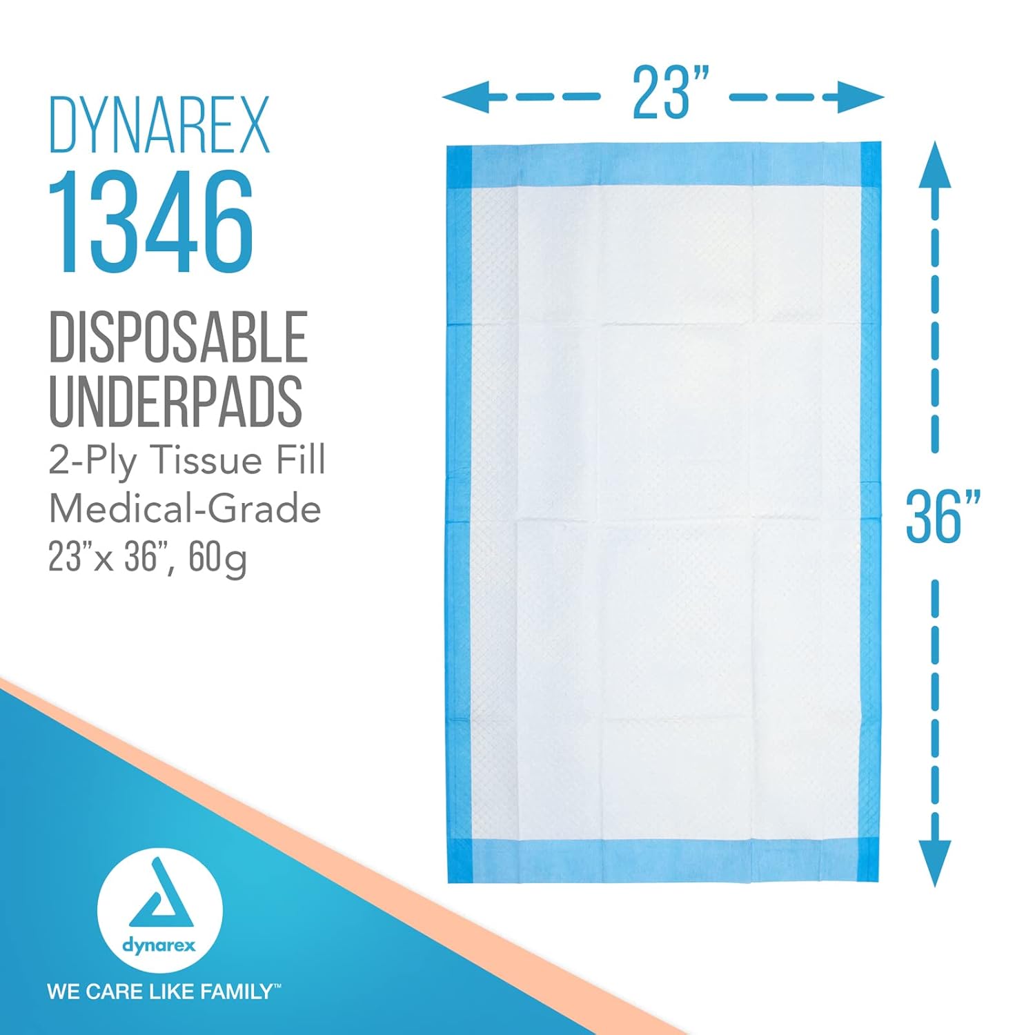Dynarex 1346 Disposable UnderPad 23 x 36 60g Pack of 150