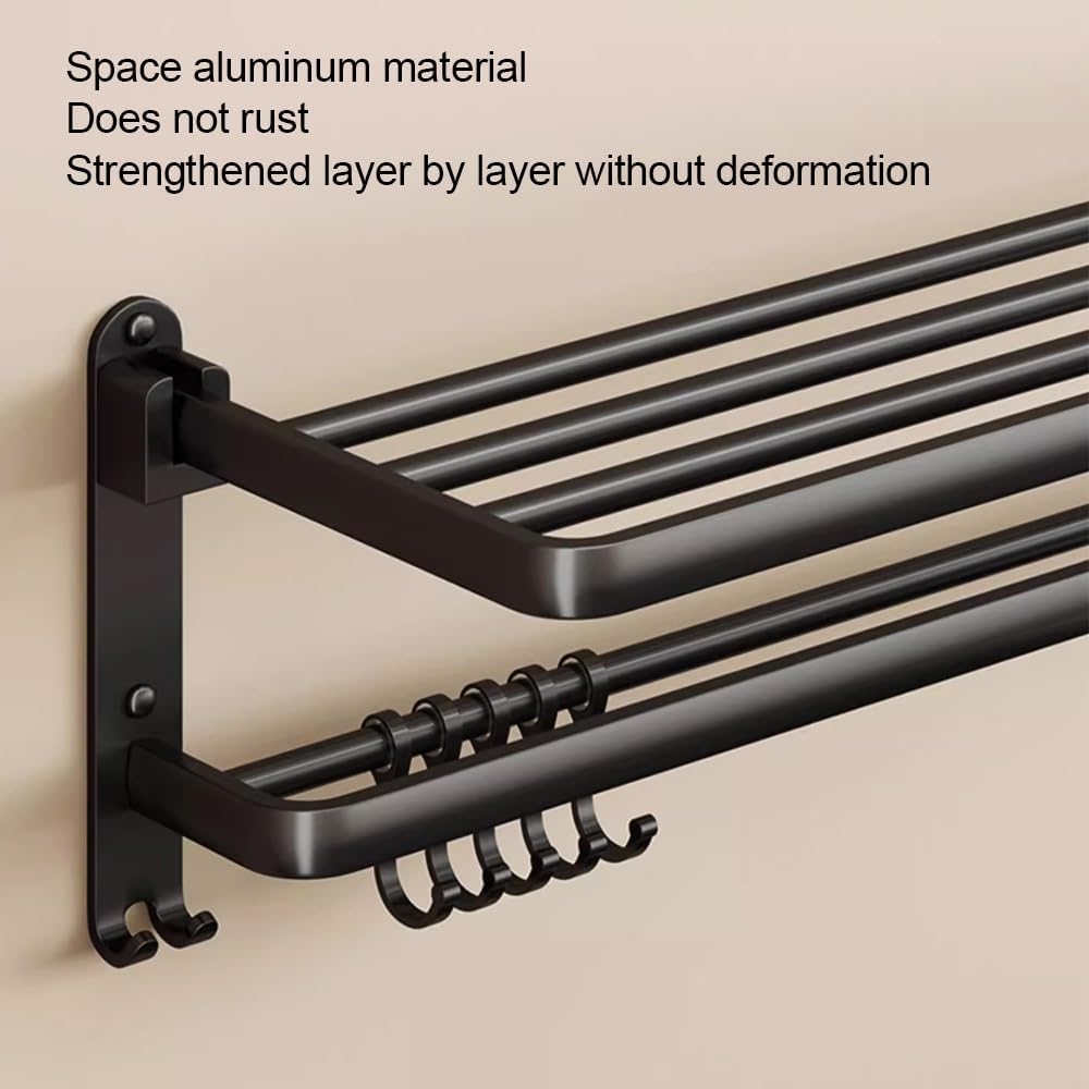 ANNBKA Black Folding Towel Rack for Bathroom