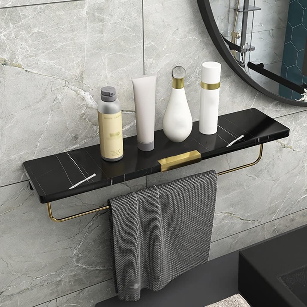 ANNBKA Marble Bathroom Hardware Set with Towel Bar and Storage Rack