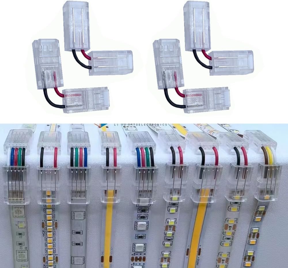 Depyequ L Shape 2 Pin Solderless LED Strips Connectors