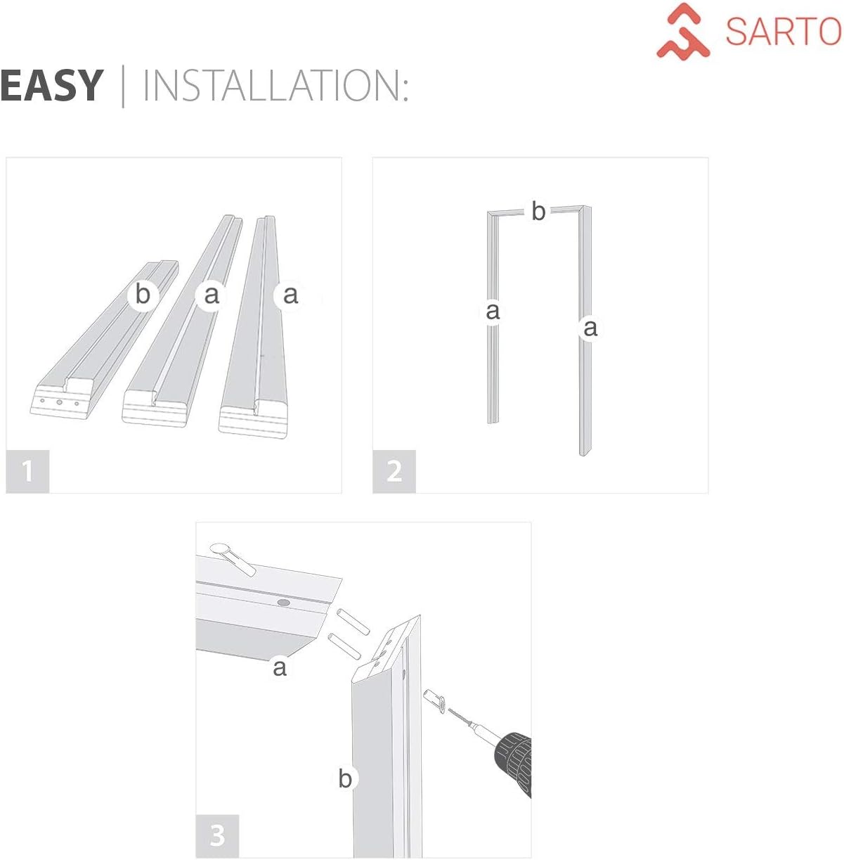 SARTODOORS Pantry Door 30x80 Matte White with Frosted Glass