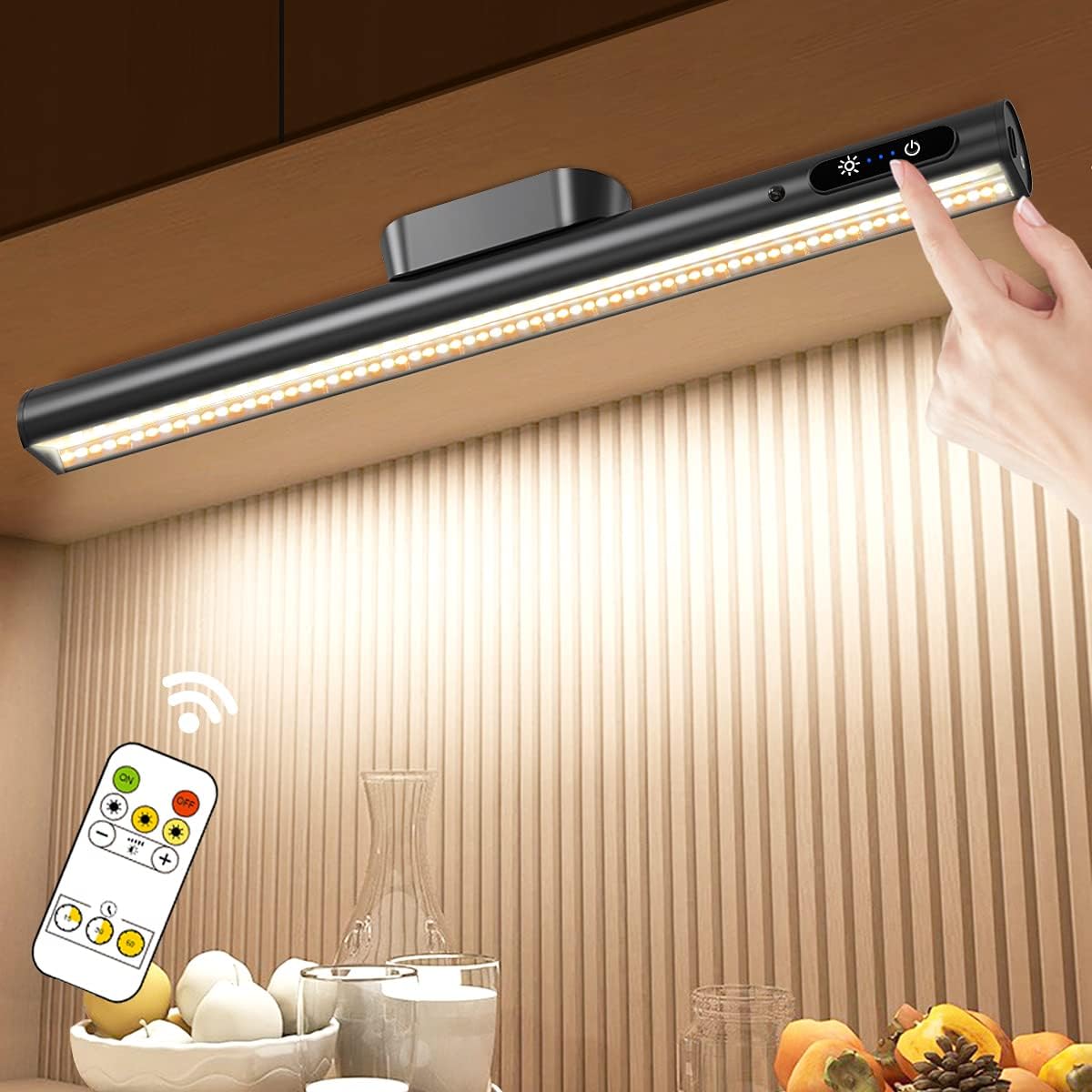 Hapfish Rechargeable Magnetic LED Wall Strip Light - Dimmable Black