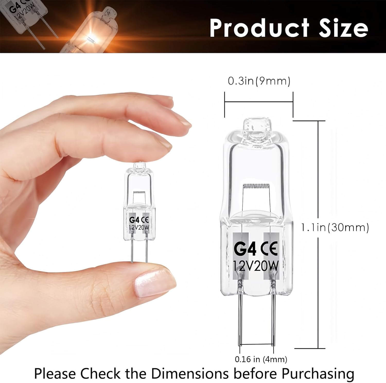 Snnalosses G4 Halogen 12V 20W Warm White Bulb 12 Packs