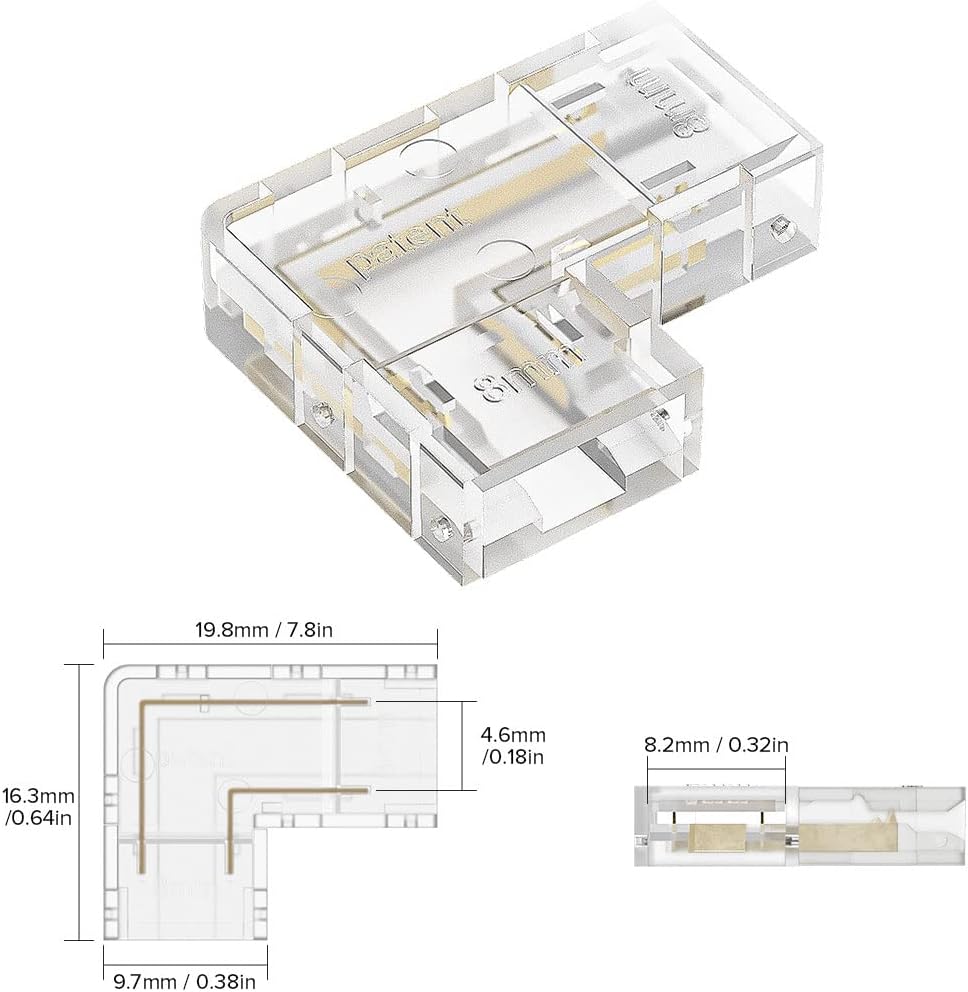 BTF-LIGHTING 50PCS 2pin 8mm Transparent FCOB COB Connector Kit