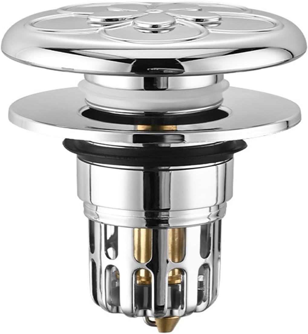 Qinlenyan 2-in-1 Brass Drain Strainer Stopper