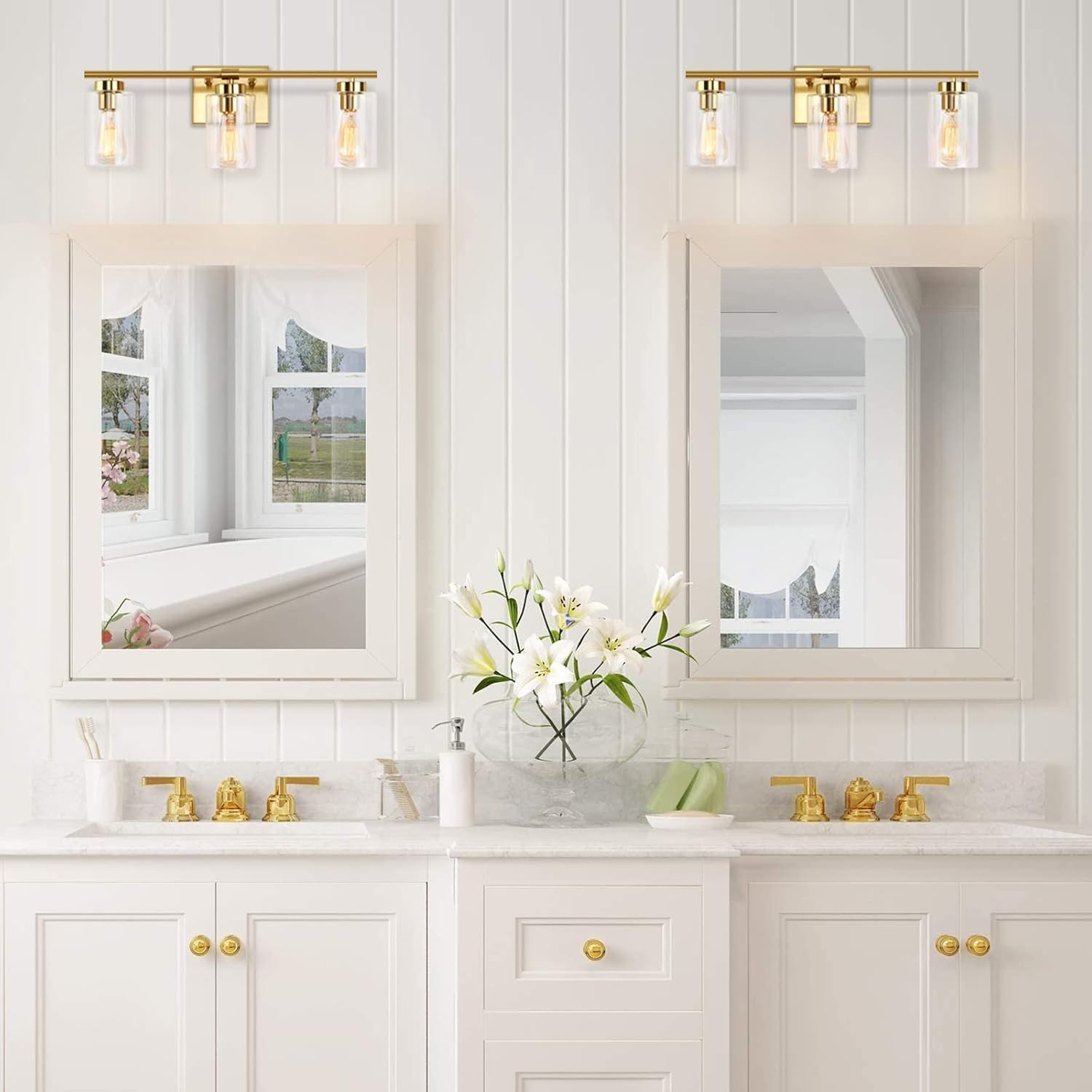 KOSTOMO 3 Light Gold Brass Vanity Light Wall Sconce 1